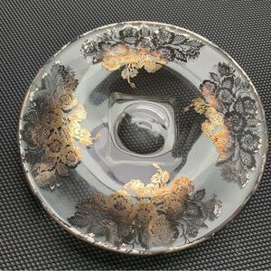 Vintage Plate Glass Gold Floral Design Decorative 7 Inches